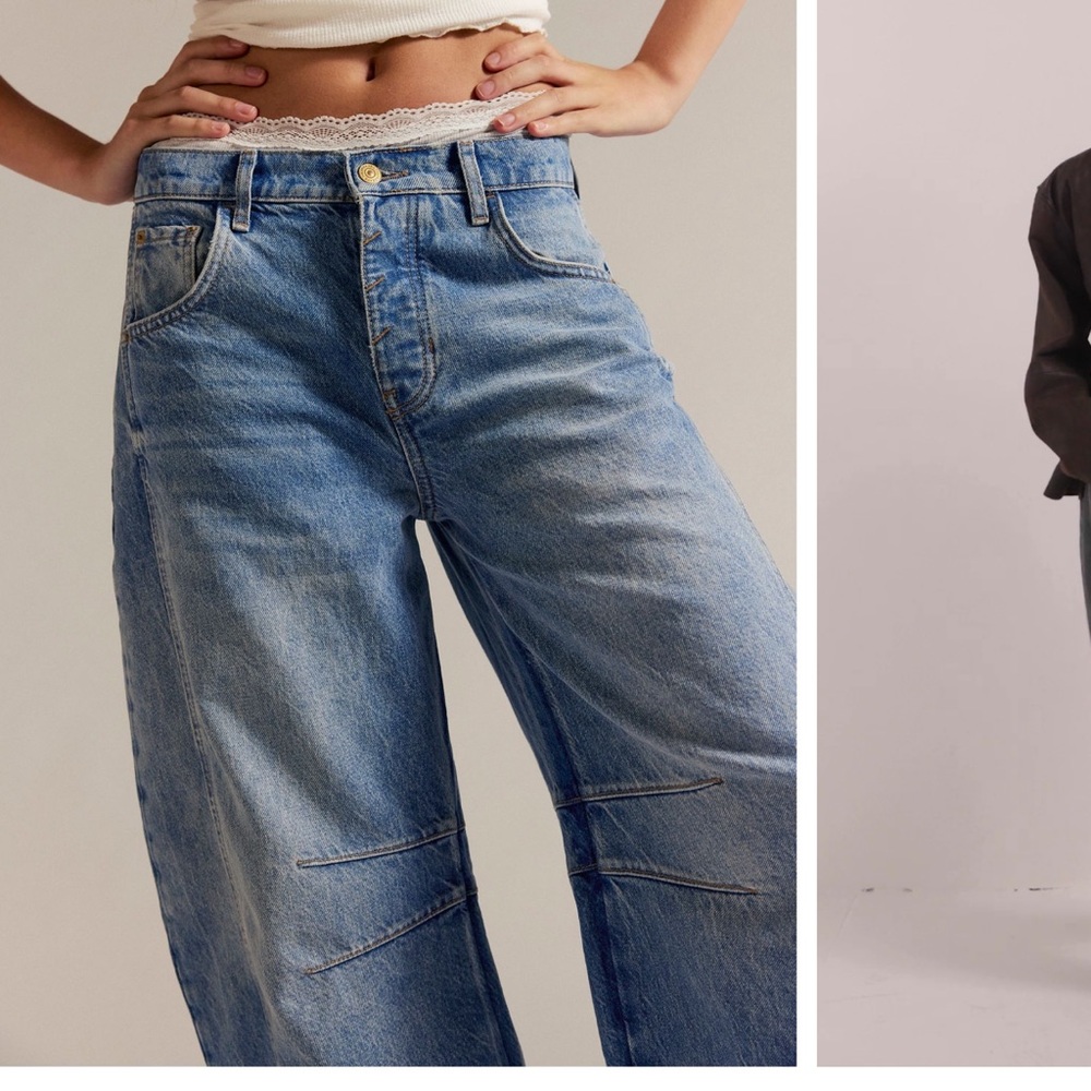 Free People We the Free Good Luck Mid Rise Barrel Ultra Light Beam Jeans - Picture 2 of 6